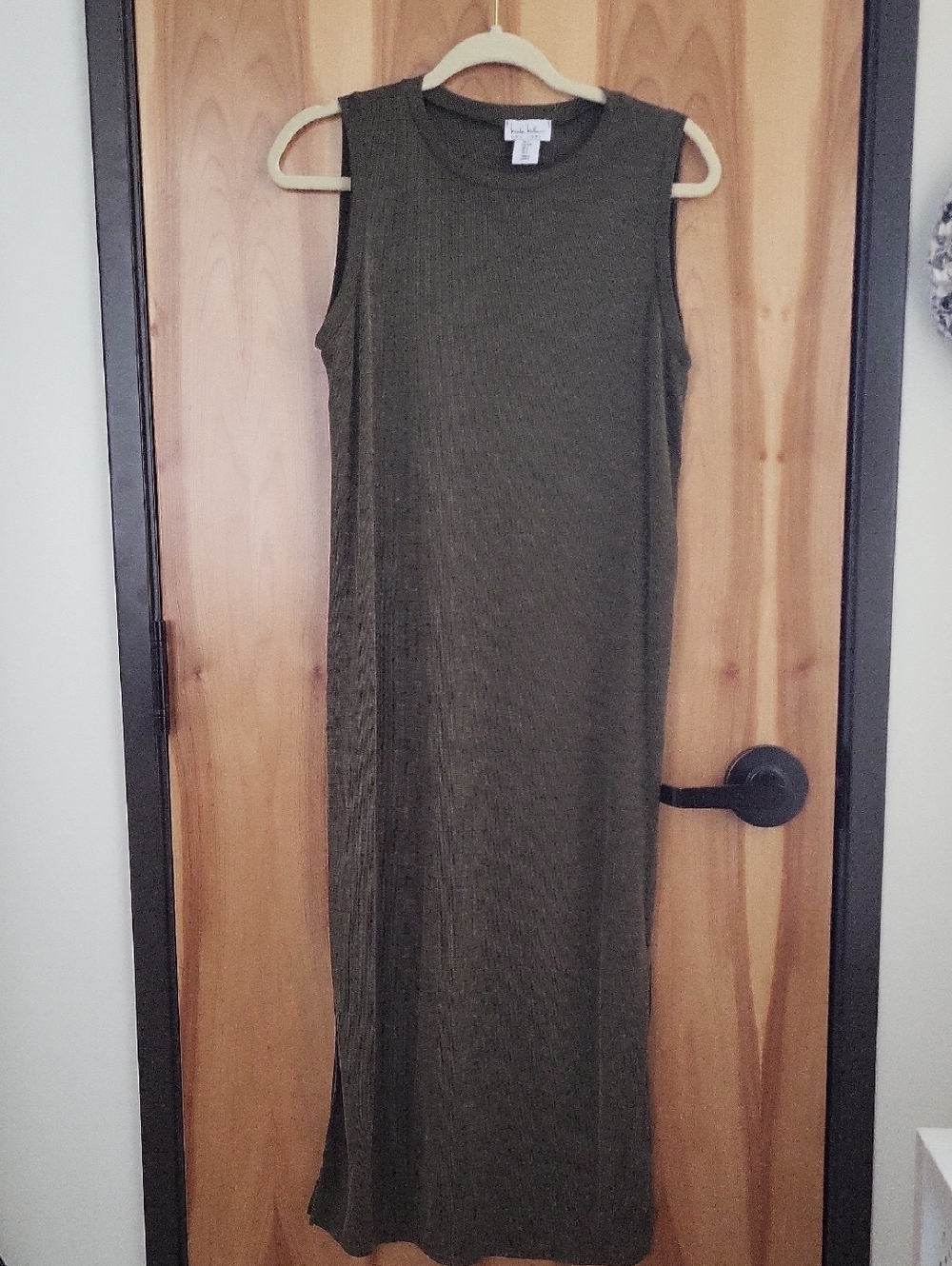 Nicole Miller Olive Green Sleeveless Maxi Dress